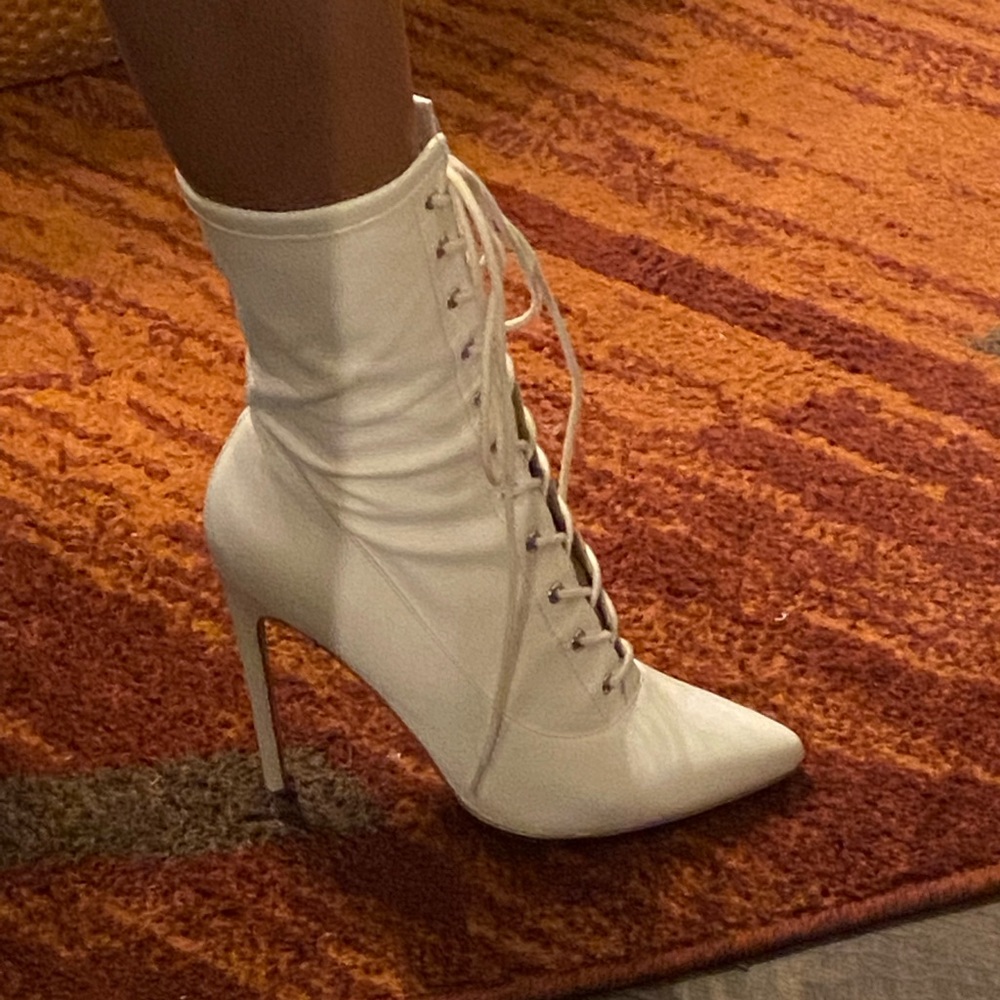 Steve Madden Lace Up Booties in White